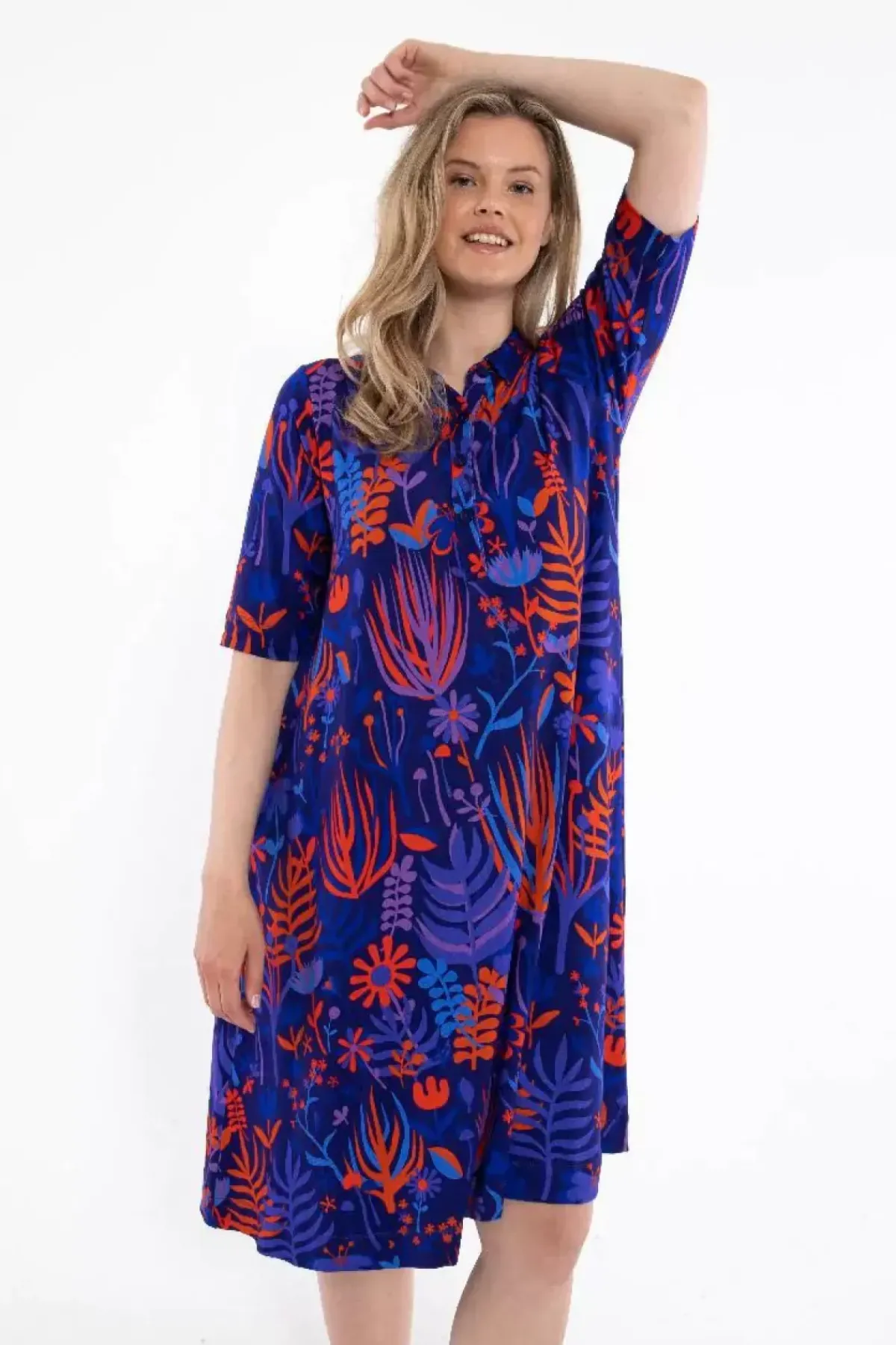 Danefæ Kleider>Dananemone Viscose Dress Deep Marine Walkabout