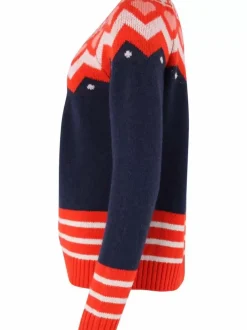 Danefæ Cardigan>Dananja Wool Cardigan Navy/Bright Red/Chalk