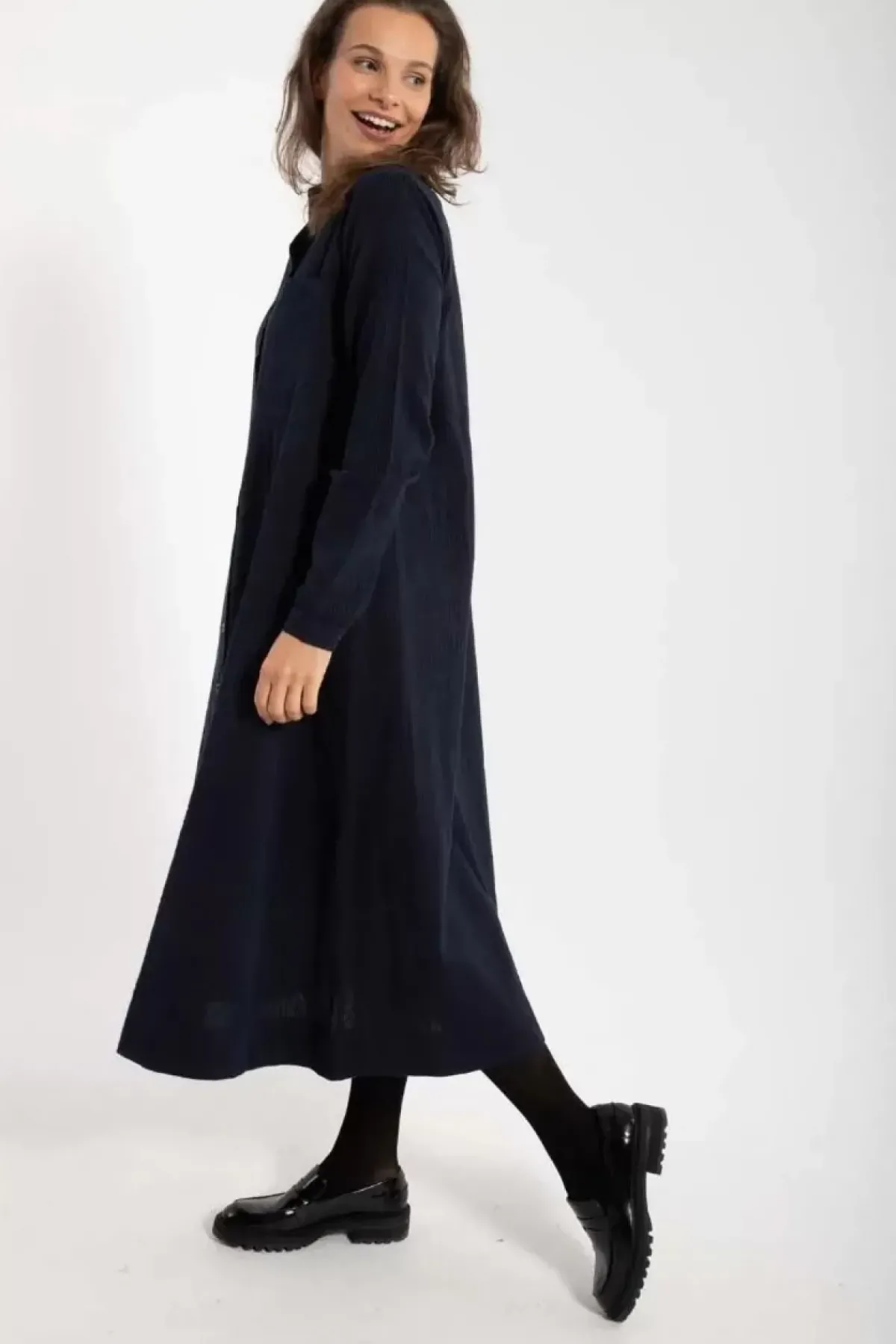 Danefæ Kleider>Danapril Ls Searsucker Dress Black/Marine