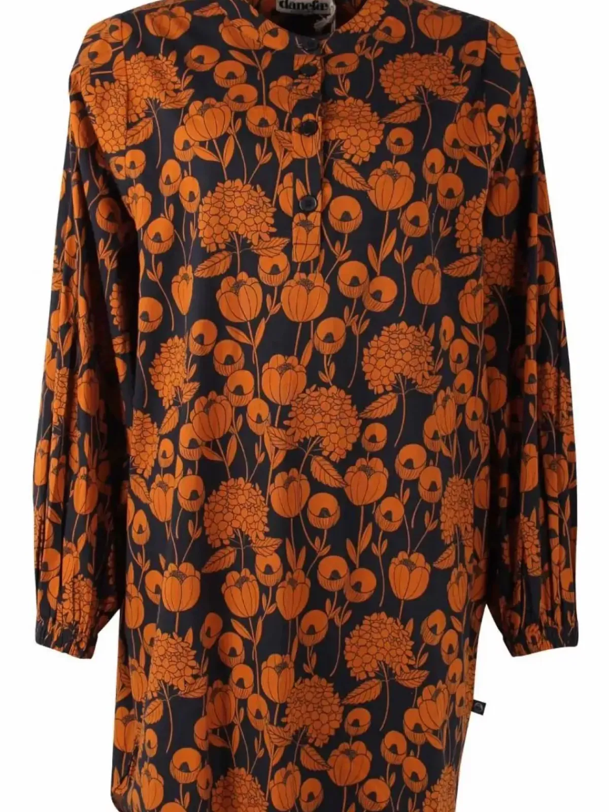 Danefæ Blusen>Danatelier Shirt Dk Navy/Occer Hortensia