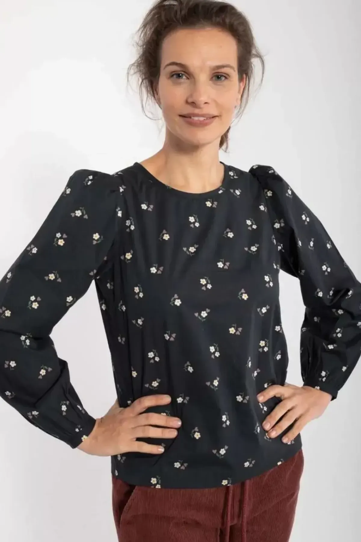 Danefæ Blusen>Danebette Poplin Shirt Black Miniflower