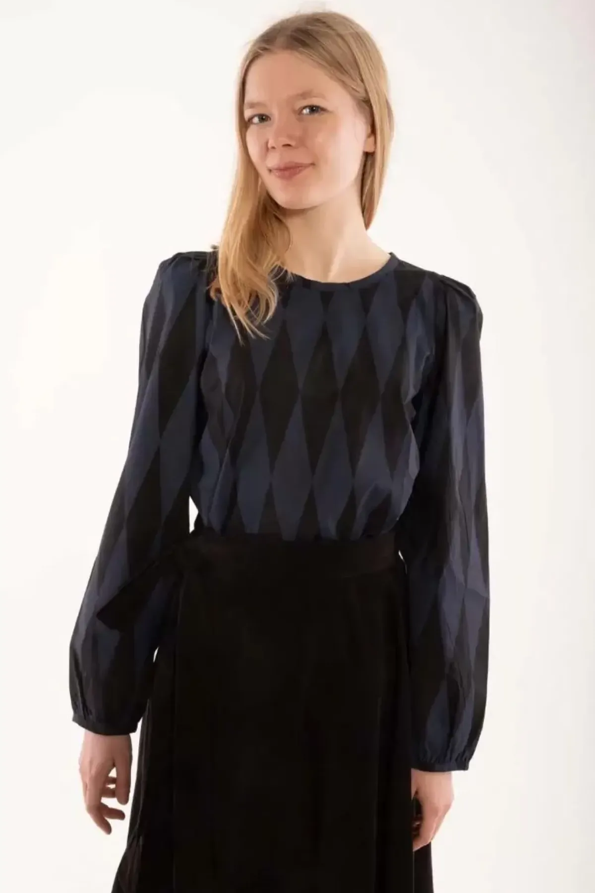 Danefæ Blusen>Danebette Poplin Shirt Black/Marine Diamonds
