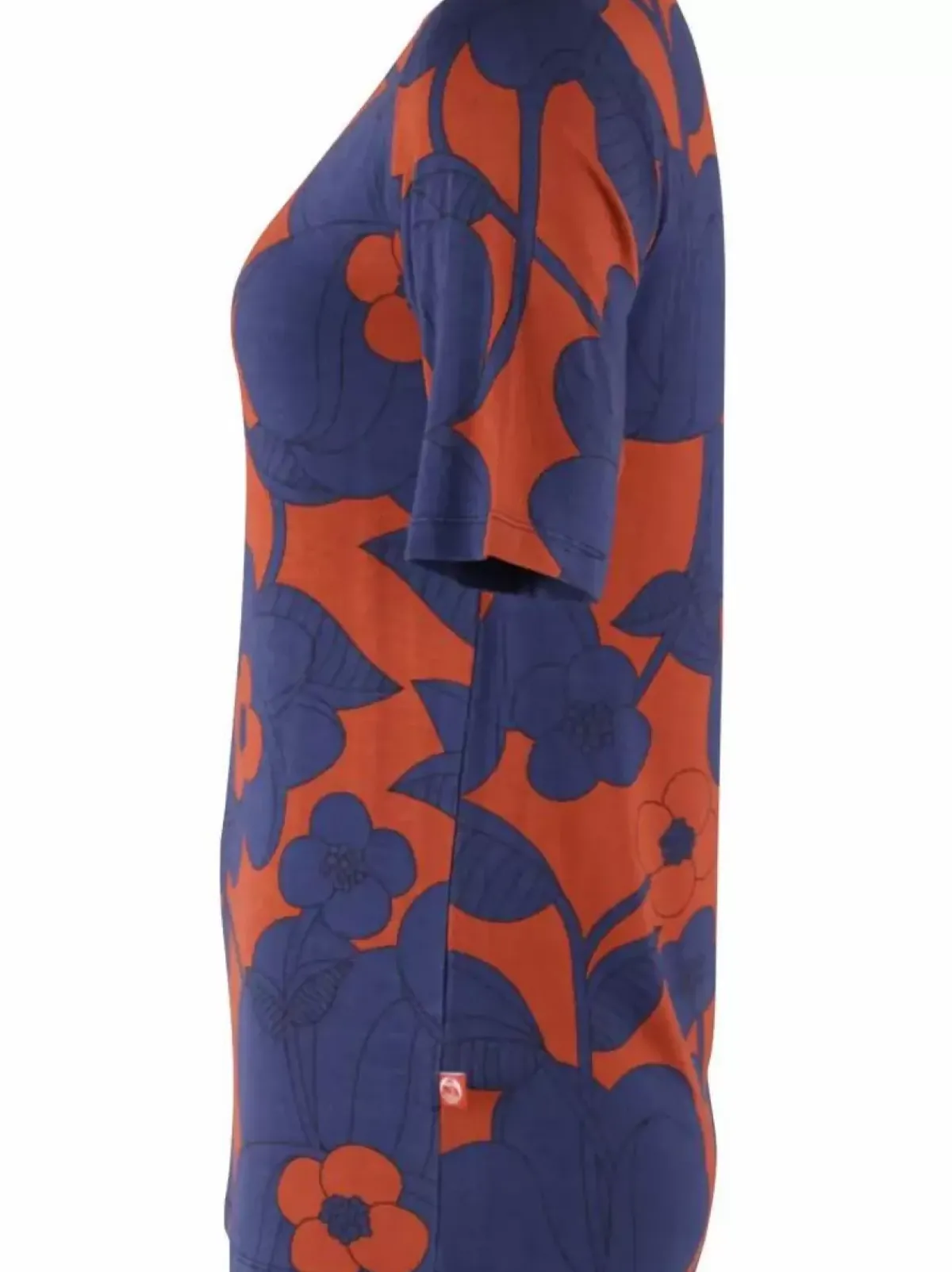 Danefæ T-Shirts>Daneboat Neck Viscose Tee Deep Marine/Rust Bloom Boom