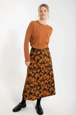 Danefæ Röcke>Danebrava Poplin Skirt Dk Navy/Occer Hortensia