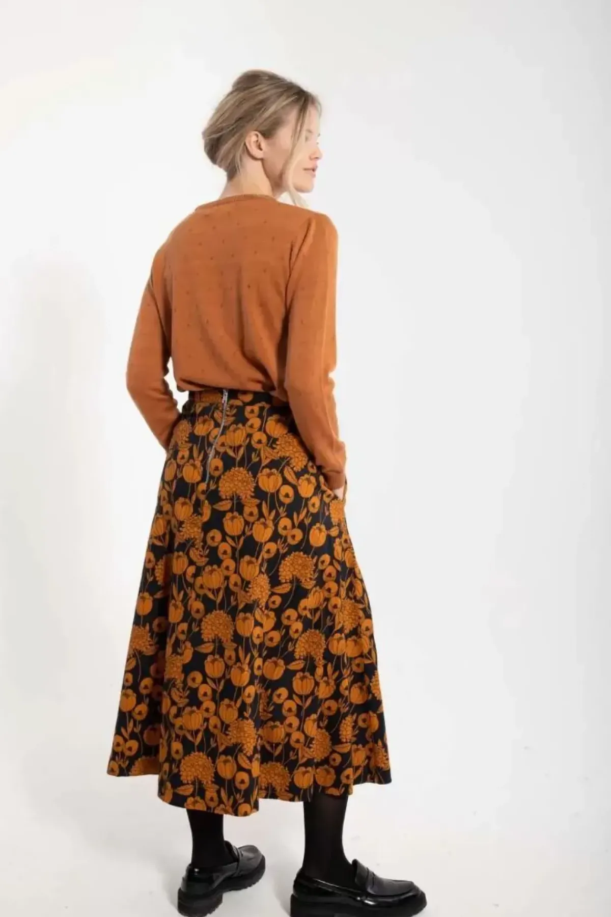 Danefæ Röcke>Danebrava Poplin Skirt Dk Navy/Occer Hortensia