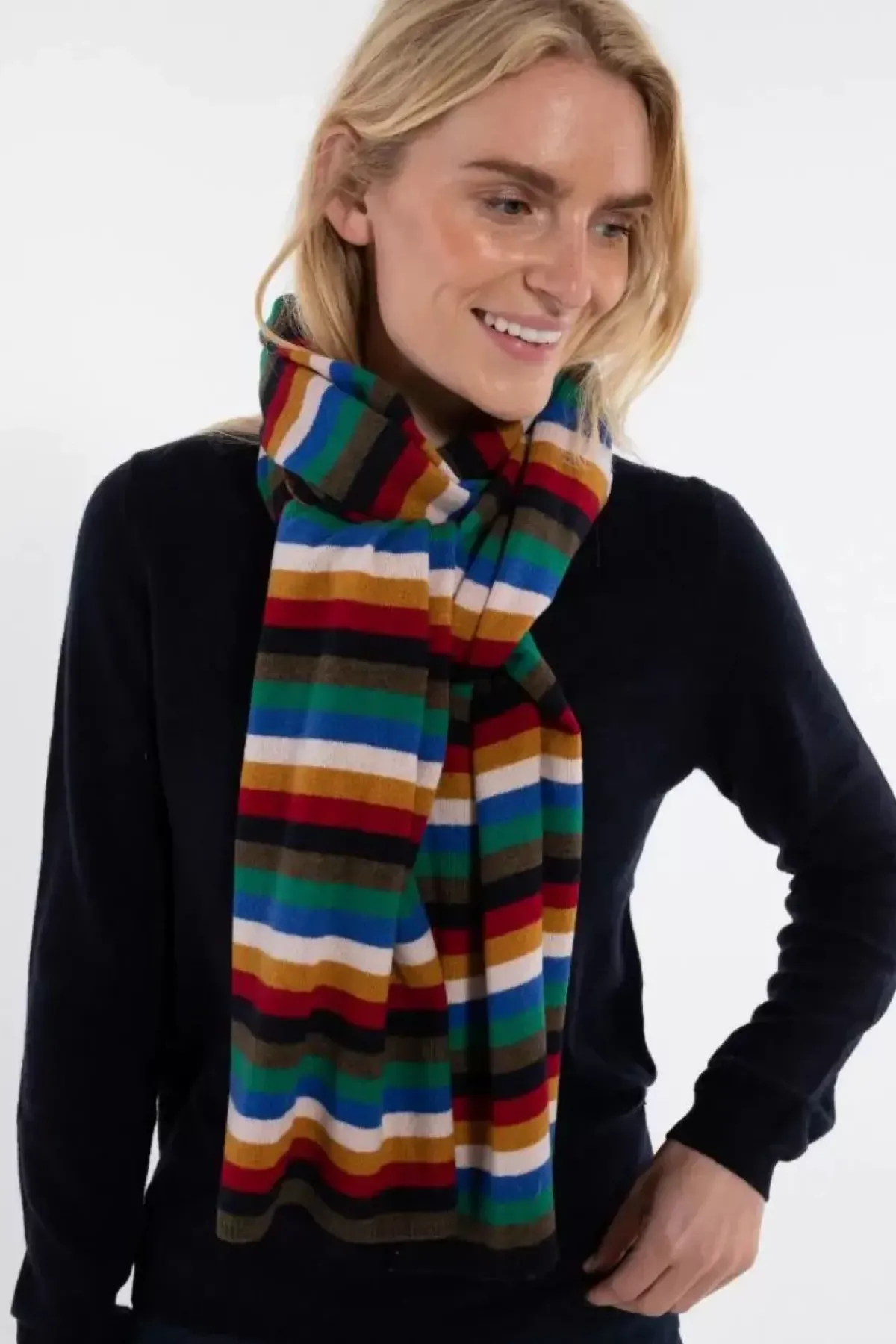 Danefæ Schals>Danebundle-Up Merino Scarf Royal Stripe