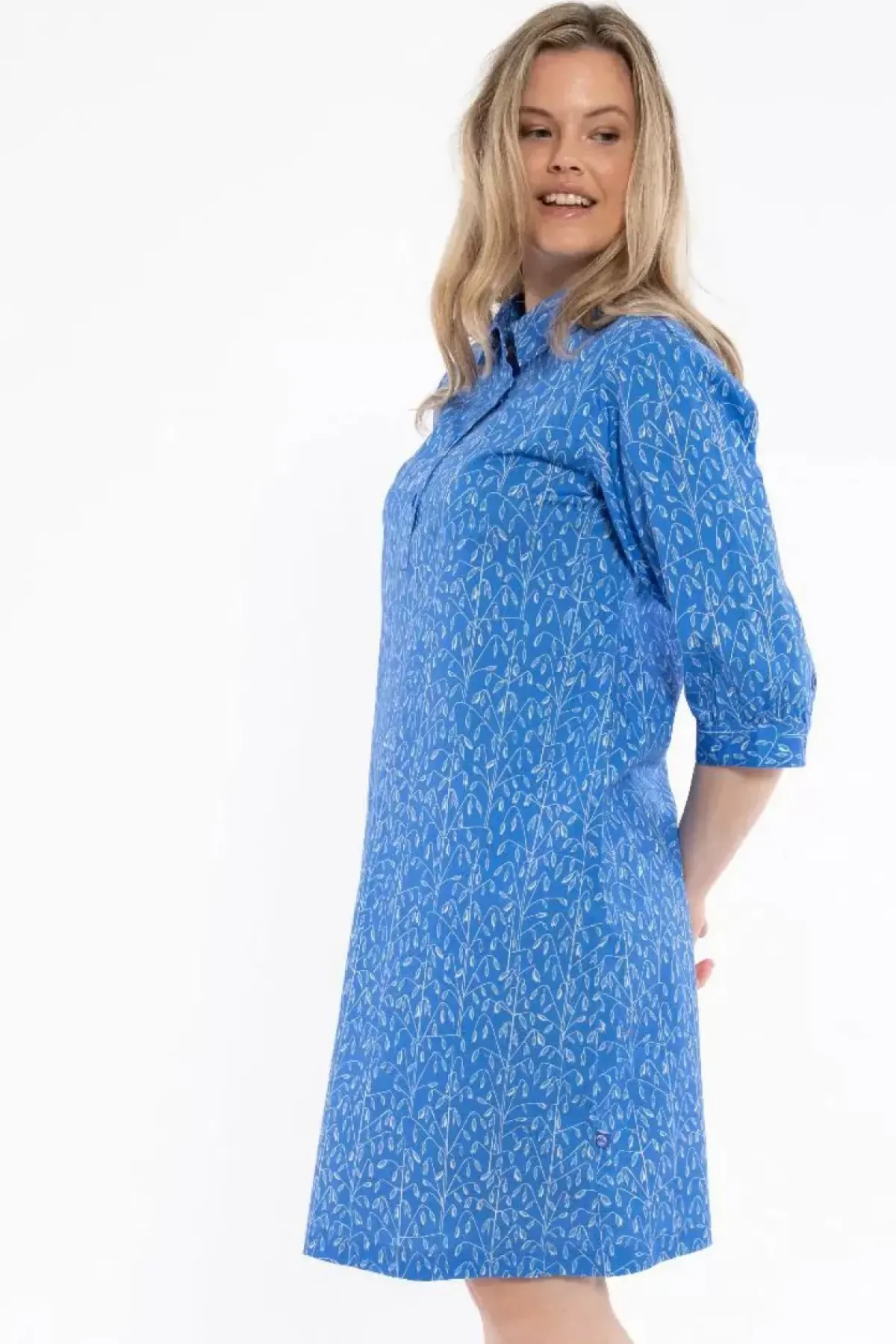 Danefæ Kleider>Danecarnation Poplin Dress Cold Blue/Chalk Oats