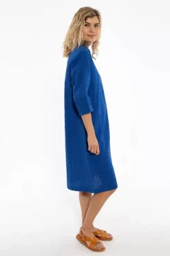 Danefæ Kleider>Danecarnation Searsucker Dress Deep Marine/Klein Blue