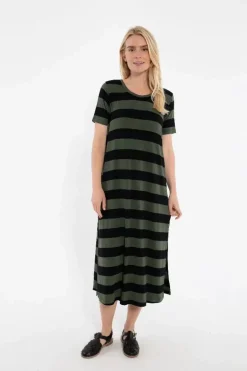 Danefæ Kleider>Danecasilda Viscose Dress Black/Dk Army