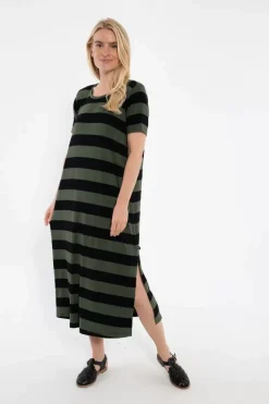 Danefæ Kleider>Danecasilda Viscose Dress Black/Dk Army