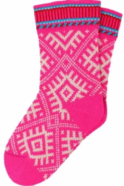 Danefæ Socken Und Strümpfe>Danechalet Wool Socks Neon Pink/Offwhite