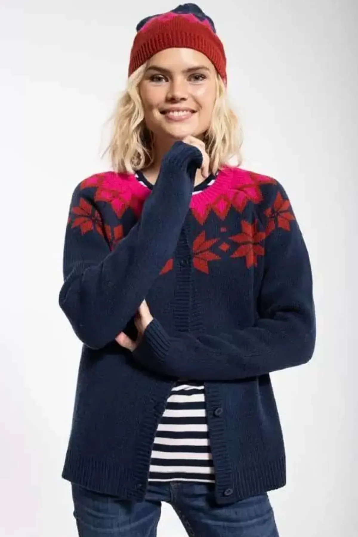 Danefæ Mützen/Hute>Danecountry Beanie Navy_Rust/Hotpink