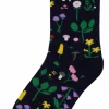 Danefæ Socken Und Strümpfe>Danedanmark Ladies Socks Navy Botanical