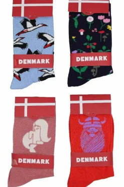 Danefæ Socken Und Strümpfe>Danedanmark Ladies Socks Navy Botanical