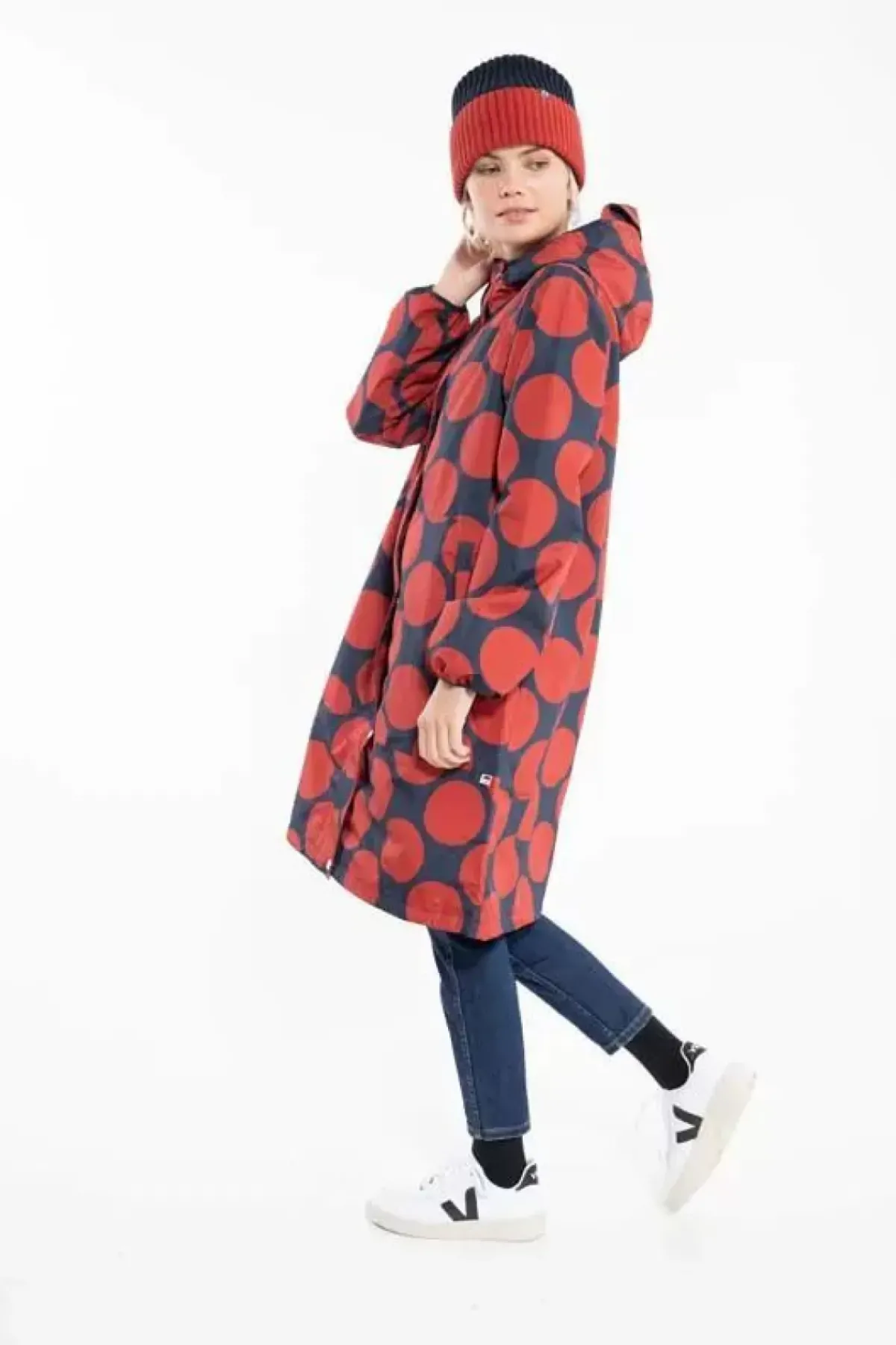 Danefæ Regenjacken>Danedith Rainjacket Dk Navy/Dk Rust Megadot