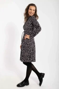 Danefæ Kleider>Daneditte Poplin Dress Black/Chalk Fundots
