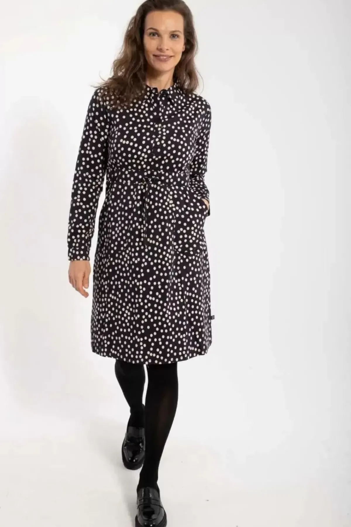 Danefæ Kleider>Daneditte Poplin Dress Black/Chalk Fundots