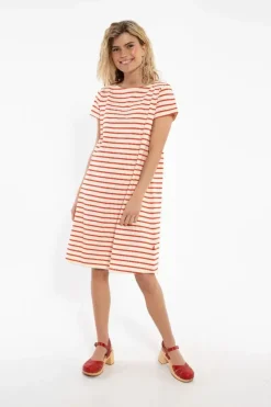 Danefæ Kleider>Danedomingo Heavy Cotton Dress Chalk/Bright Red