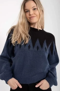 Danefæ Strickwaren>Danefantastic Icicles Wool Sweater Black/Marine