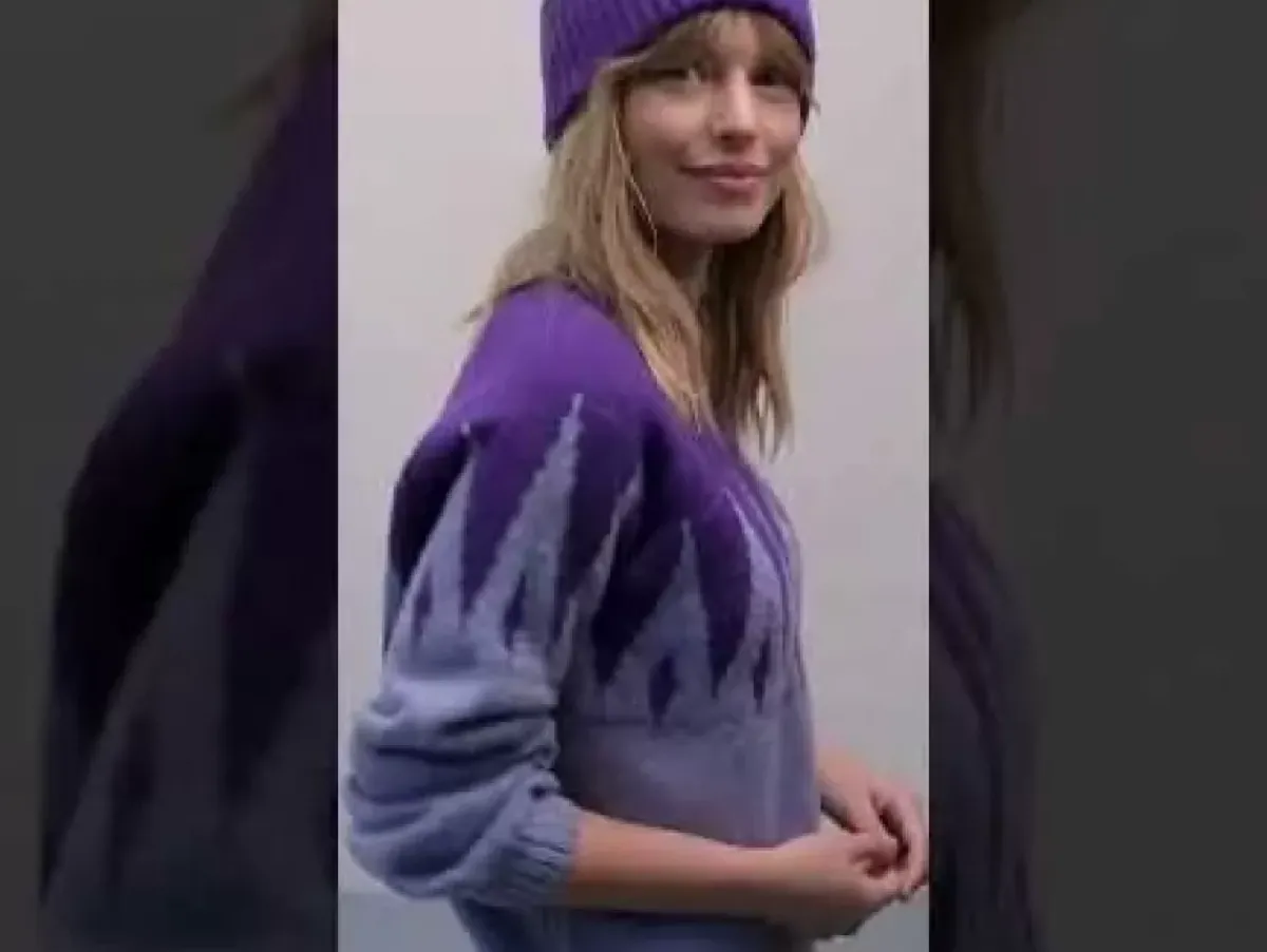 Danefæ Strickwaren>Danefantastic Icicles Wool Sweater Ice Viola/Purple