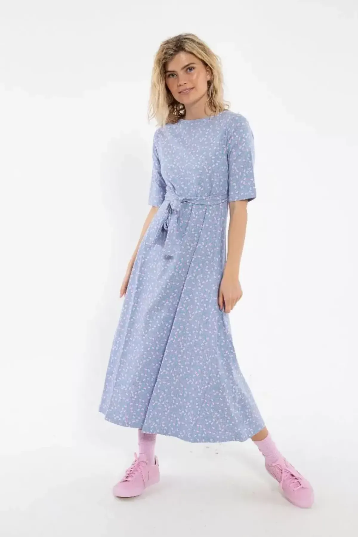 Danefæ Kleider>Daneflora Cotton Dress Light Blue Fleurie