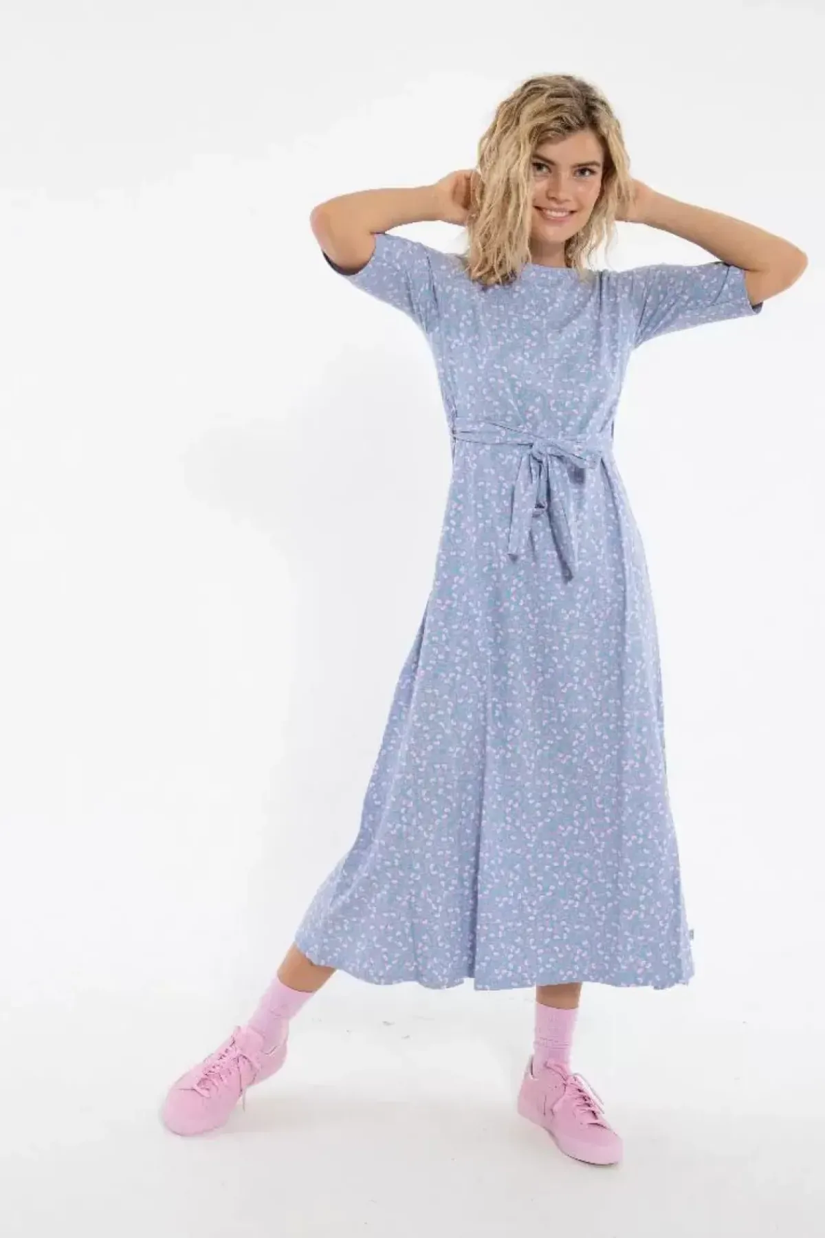 Danefæ Kleider>Daneflora Cotton Dress Light Blue Fleurie