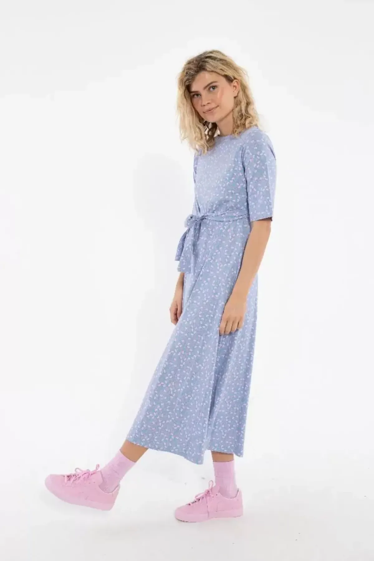 Danefæ Kleider>Daneflora Cotton Dress Light Blue Fleurie