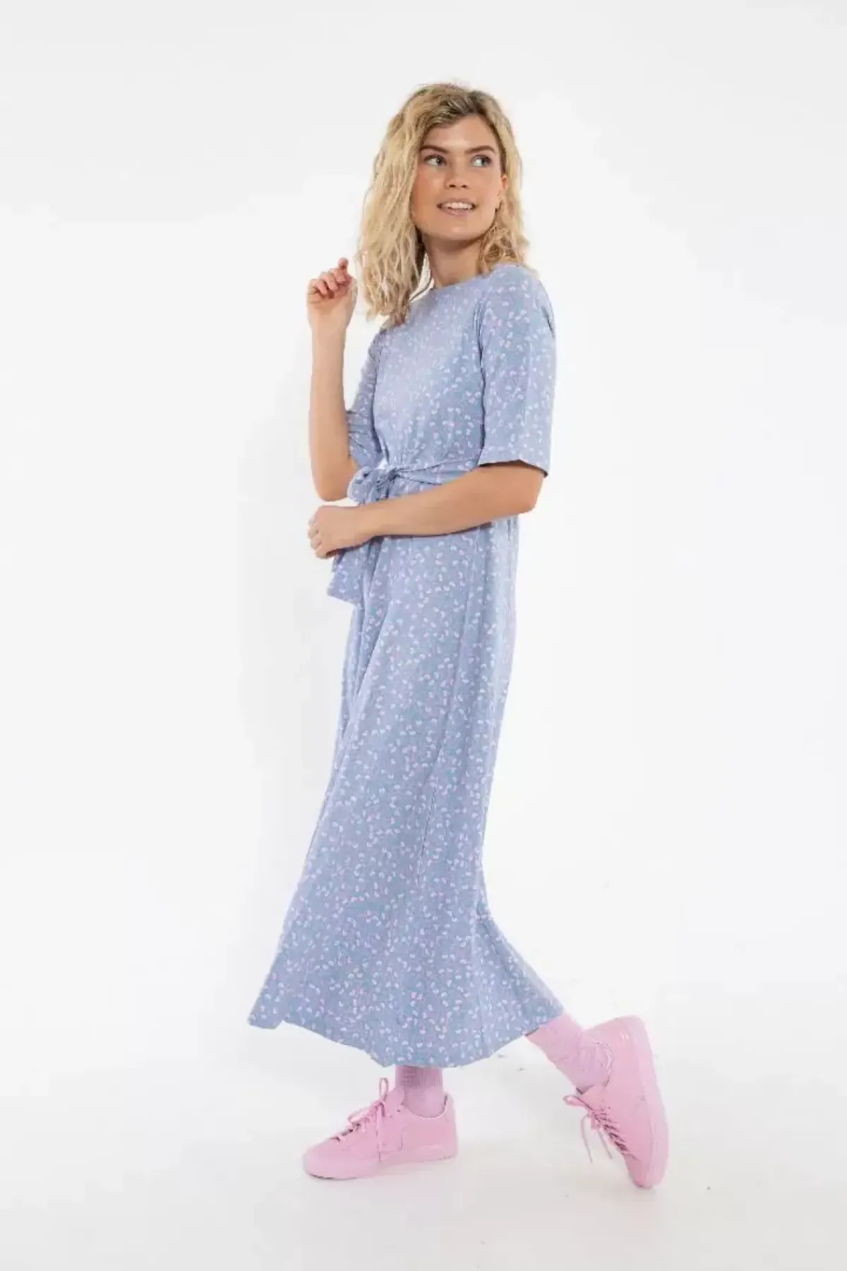 Danefæ Kleider>Daneflora Cotton Dress Light Blue Fleurie