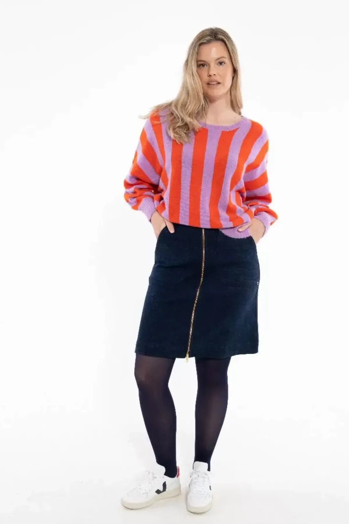 Danefæ Strickwaren>Danegenerous Wool Sweater Soft Viola/Bright Red