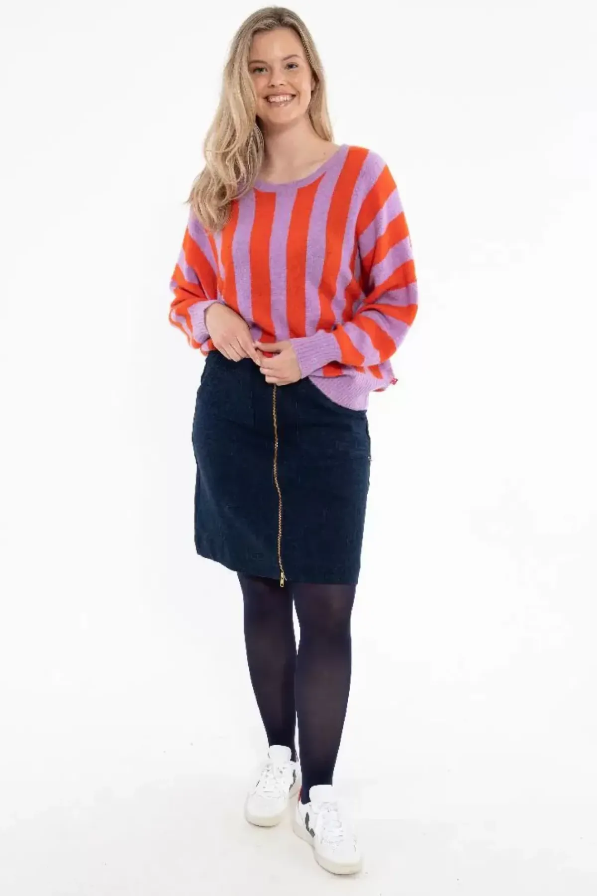 Danefæ Strickwaren>Danegenerous Wool Sweater Soft Viola/Bright Red