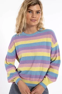 Danefæ Strickwaren>Danegold Pearl Knit Sweater Lt Blue/Lt Lilac/Pale Yellow