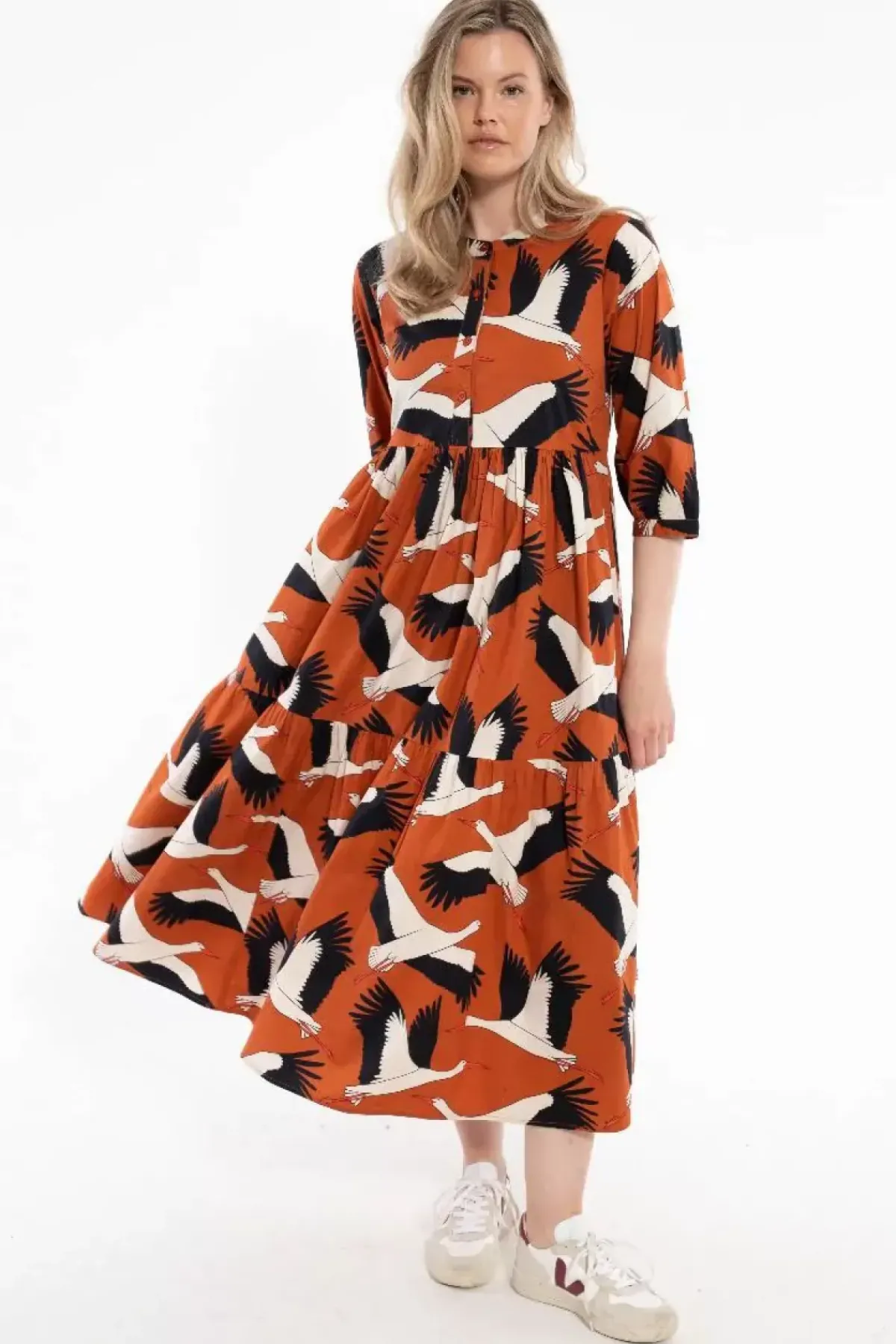 Danefæ Kleider>Danegoodie Dress Rust Big Stork