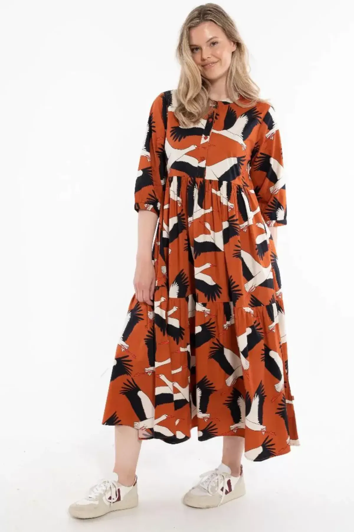 Danefæ Kleider>Danegoodie Dress Rust Big Stork