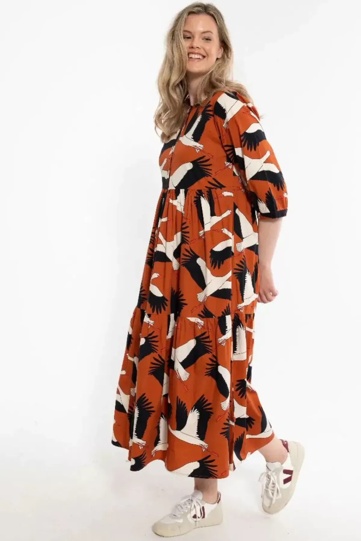 Danefæ Kleider>Danegoodie Dress Rust Big Stork