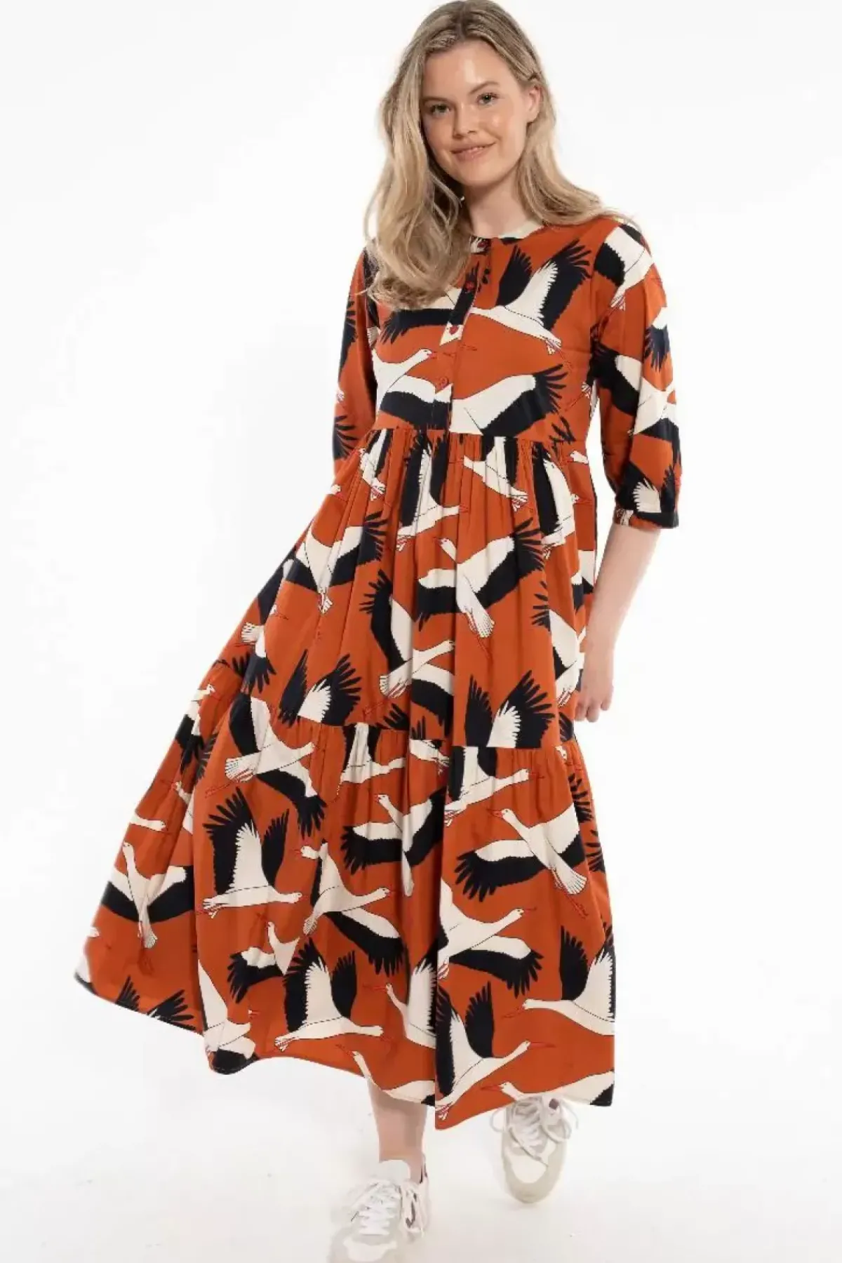 Danefæ Kleider>Danegoodie Dress Rust Big Stork