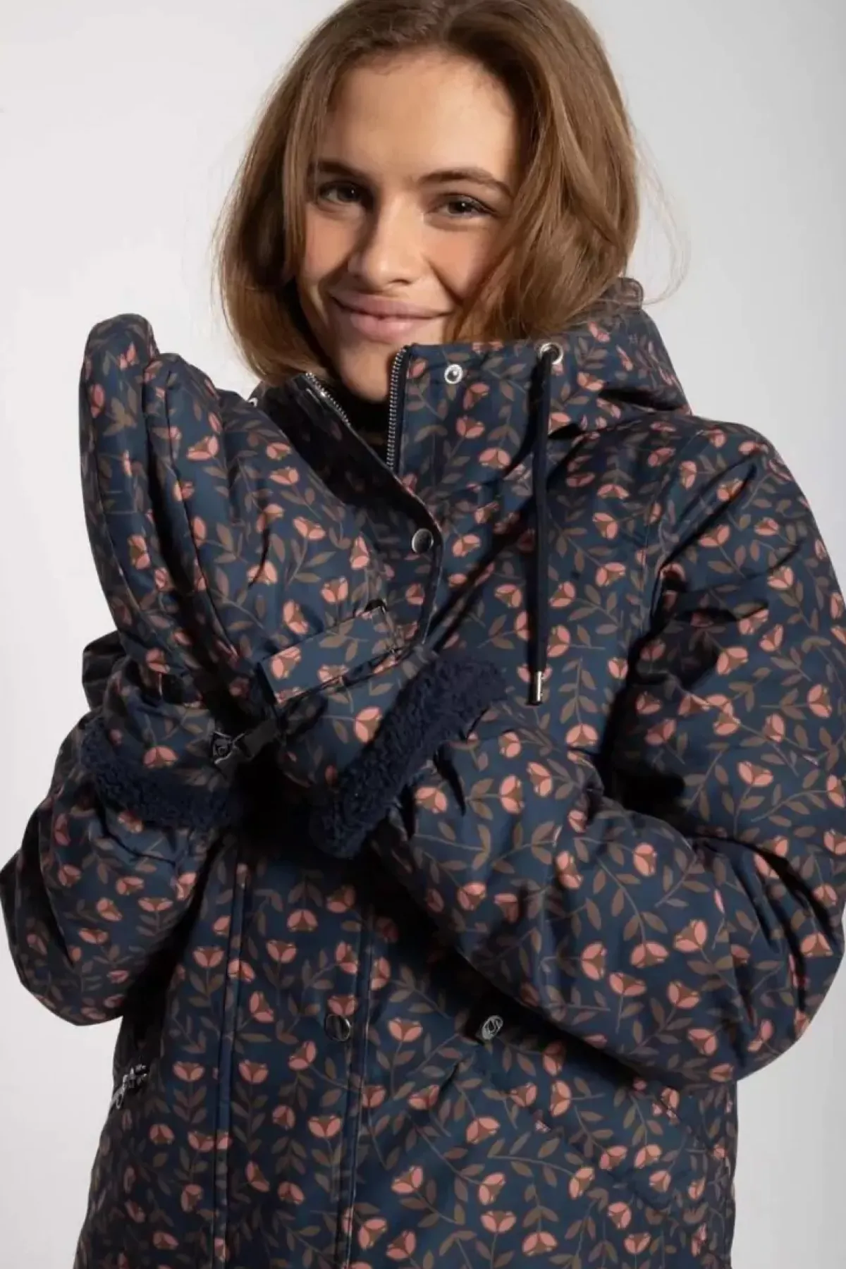 Danefæ Handschuhe>Danehandy Mittens Navy Fleurie