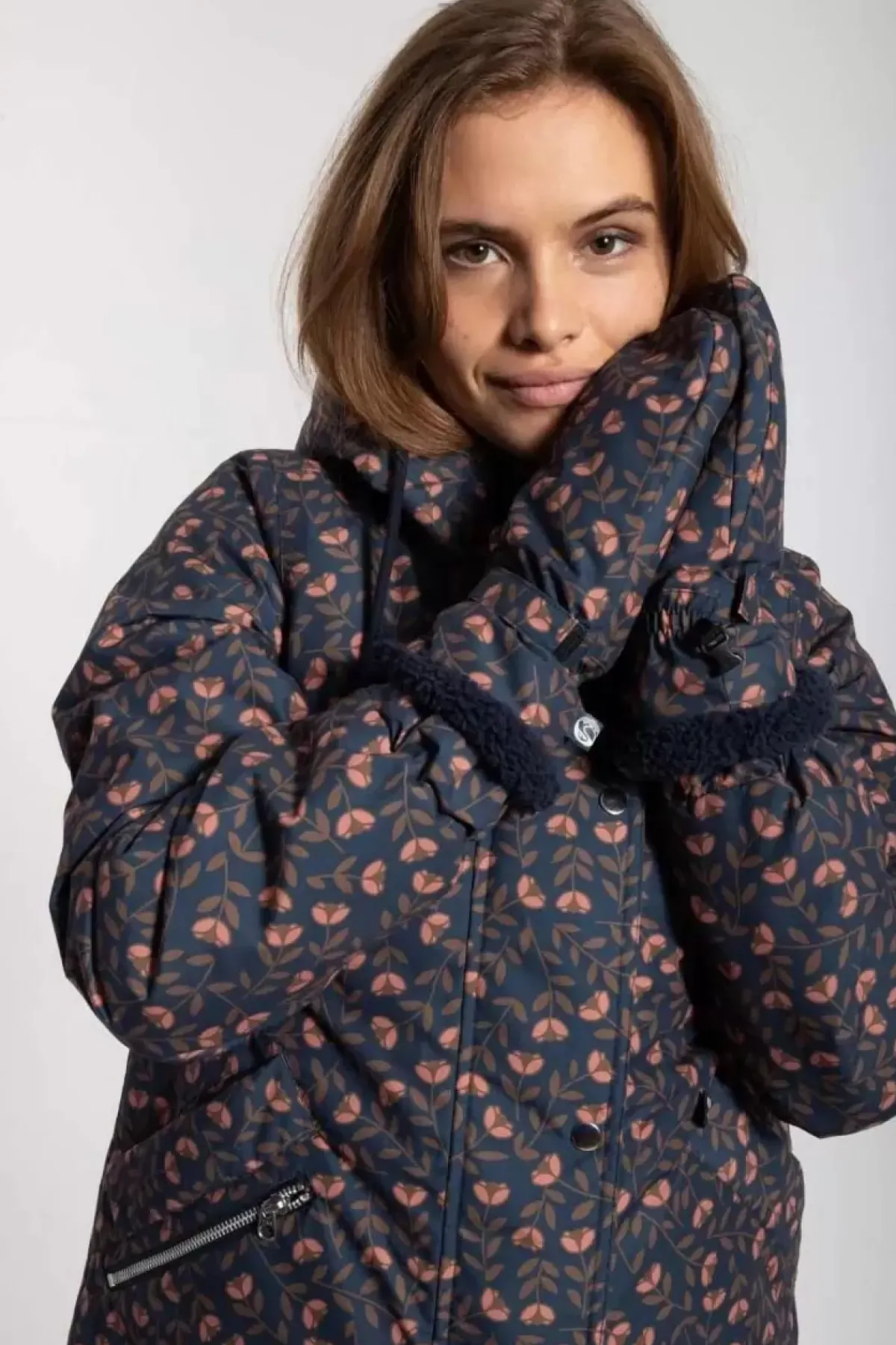 Danefæ Handschuhe>Danehandy Mittens Navy Fleurie