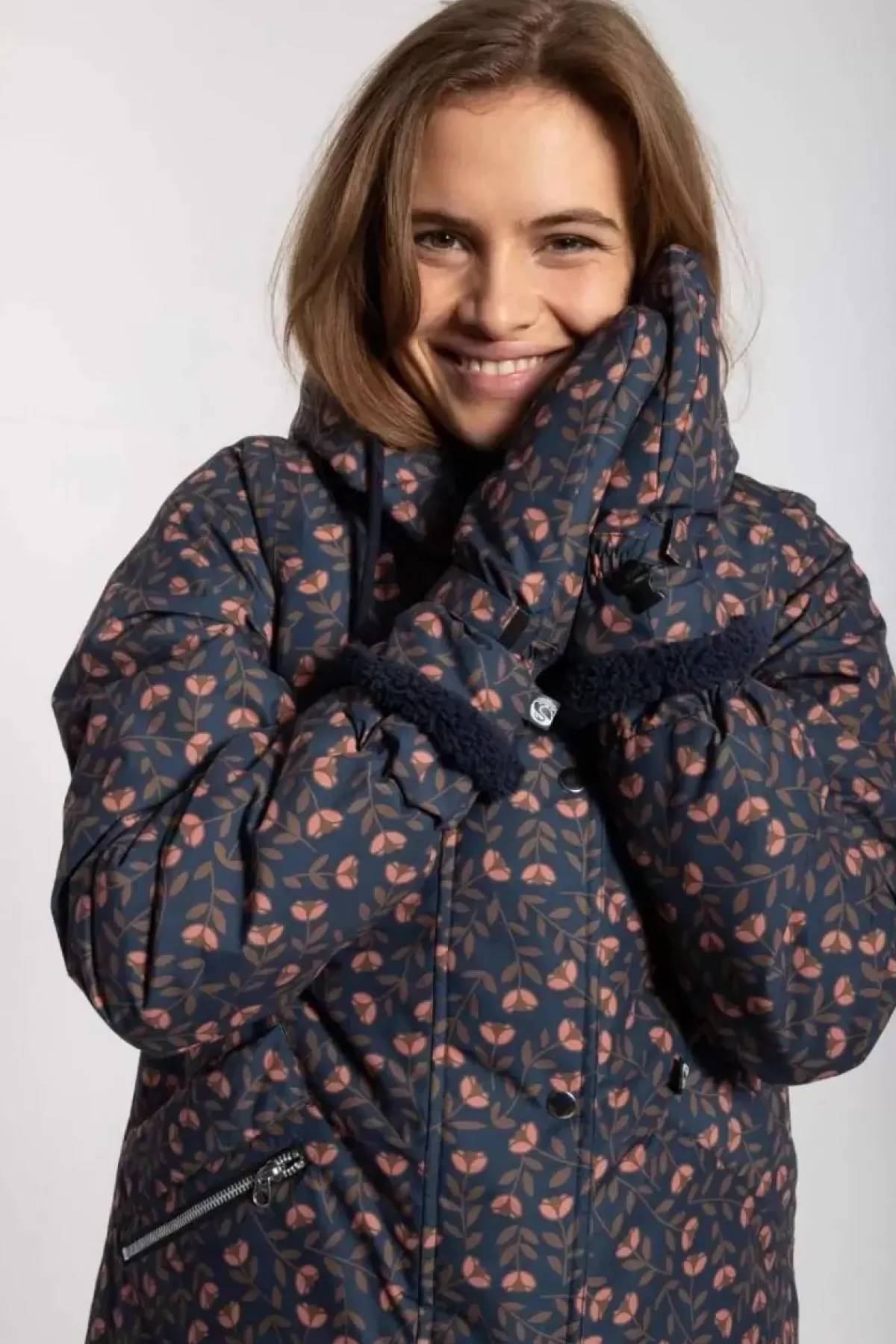 Danefæ Handschuhe>Danehandy Mittens Navy Fleurie