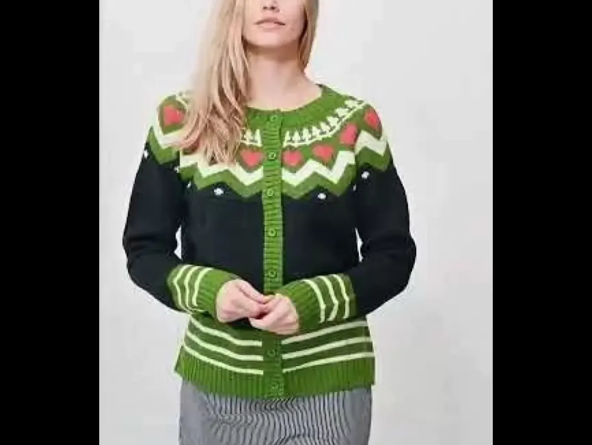 Danefæ Cardigan>Danehareskov Cardigan Dk Navy/Fall Jungle/Chalk