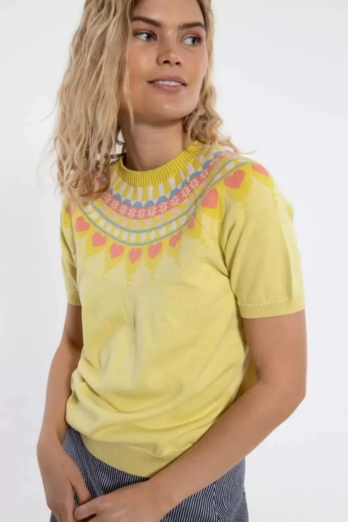 Danefæ Strickwaren>Danehope Cotton Knit Sweater Tee Pale Yellow