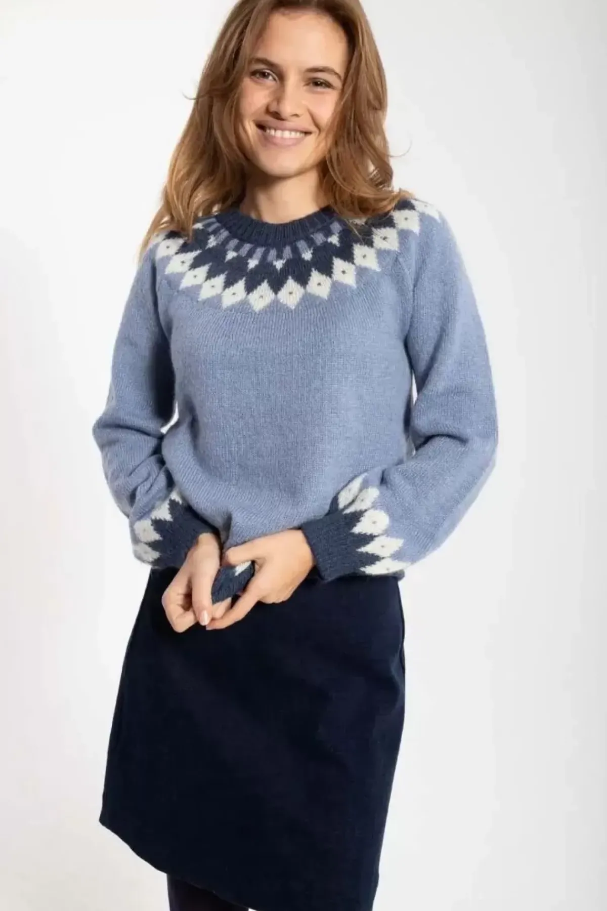Danefæ Strickwaren>Danehot Stove Mohair Sweater Porcelaine/Chalk/Marine