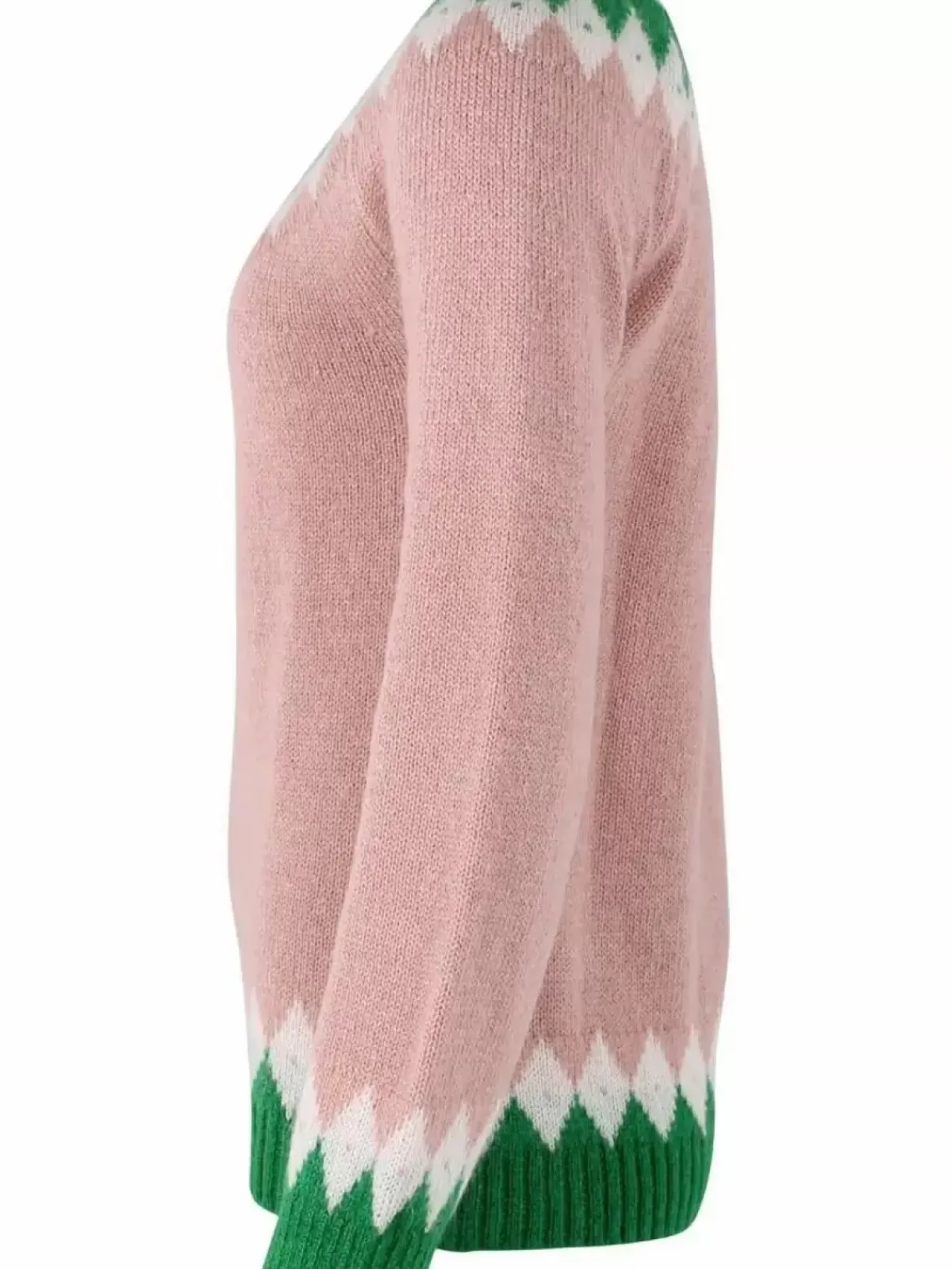 Danefæ Strickwaren>Danehot Stove Mohair Sweater Powder Rose/Chalk/Green