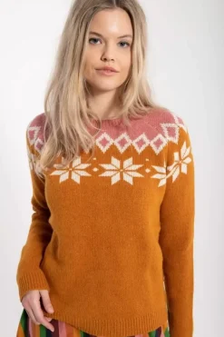 Danefæ Strickwaren>Danehytte Wool Sweater Occer/Chalk/Old Rose