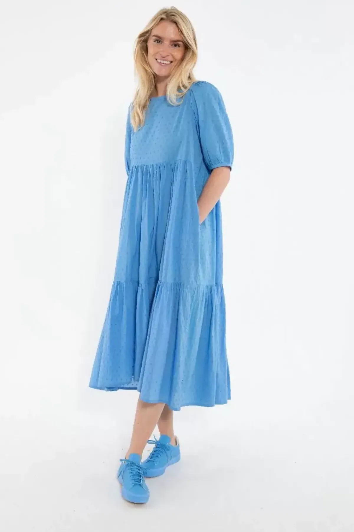 Danefæ Kleider>Danejuli Cotton Dot Dress Ice Blue
