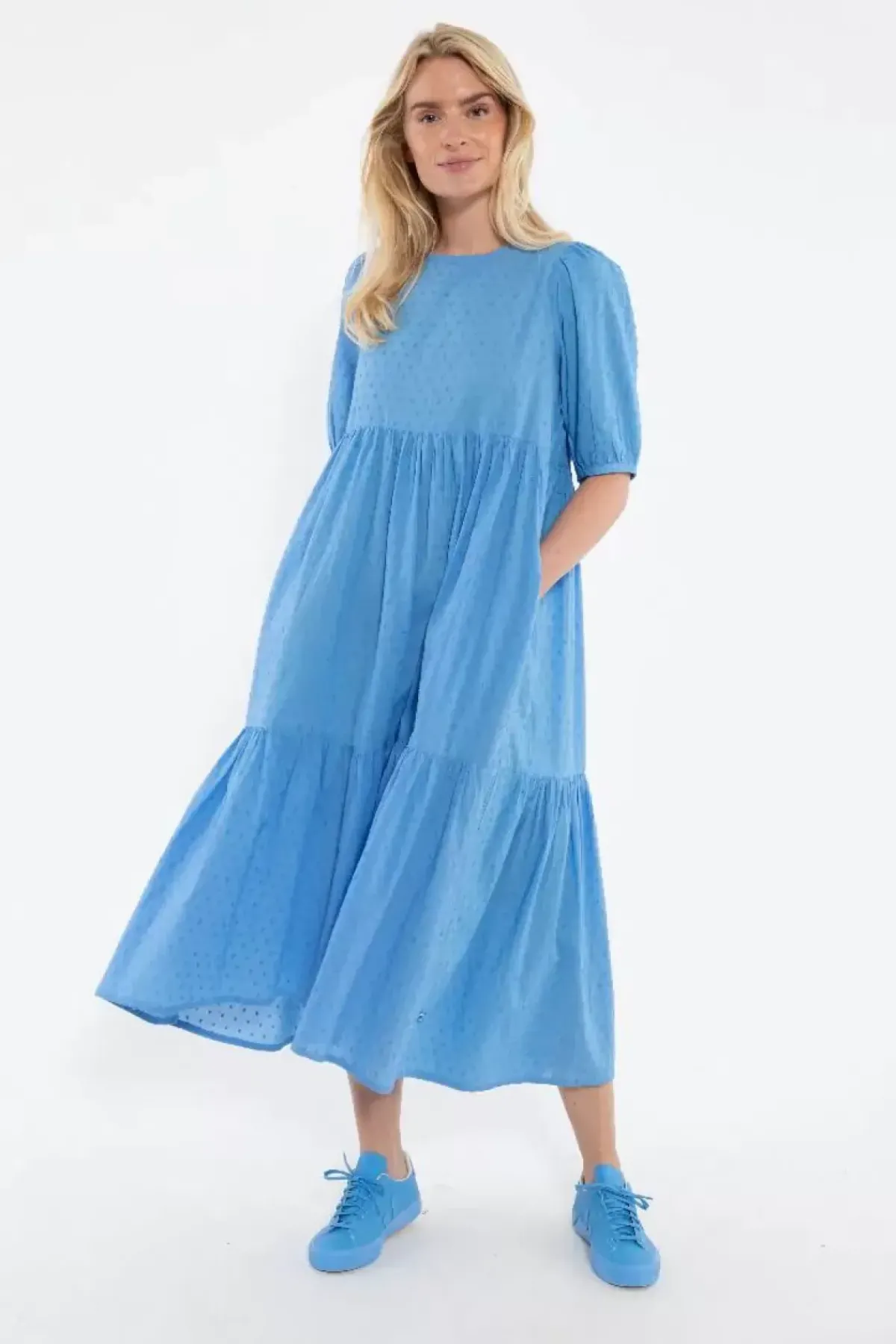 Danefæ Kleider>Danejuli Cotton Dot Dress Ice Blue