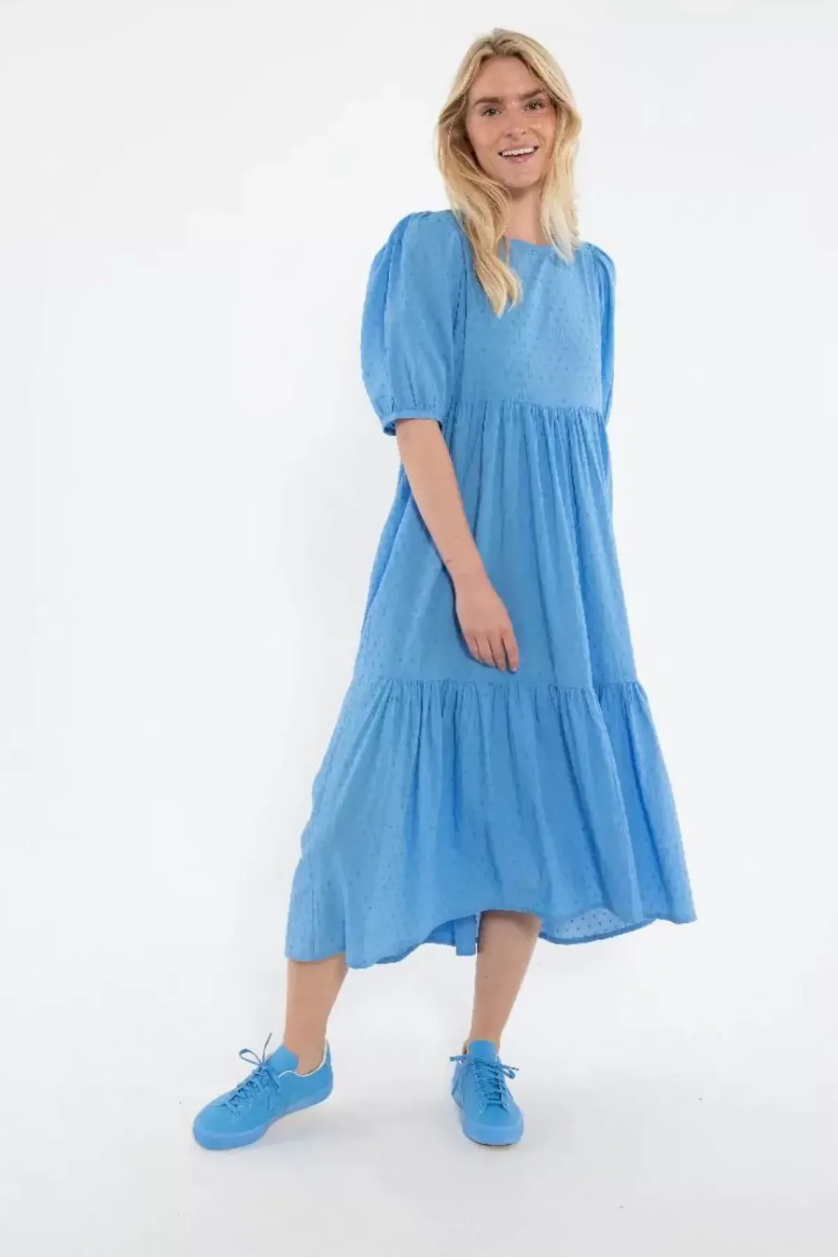 Danefæ Kleider>Danejuli Cotton Dot Dress Ice Blue