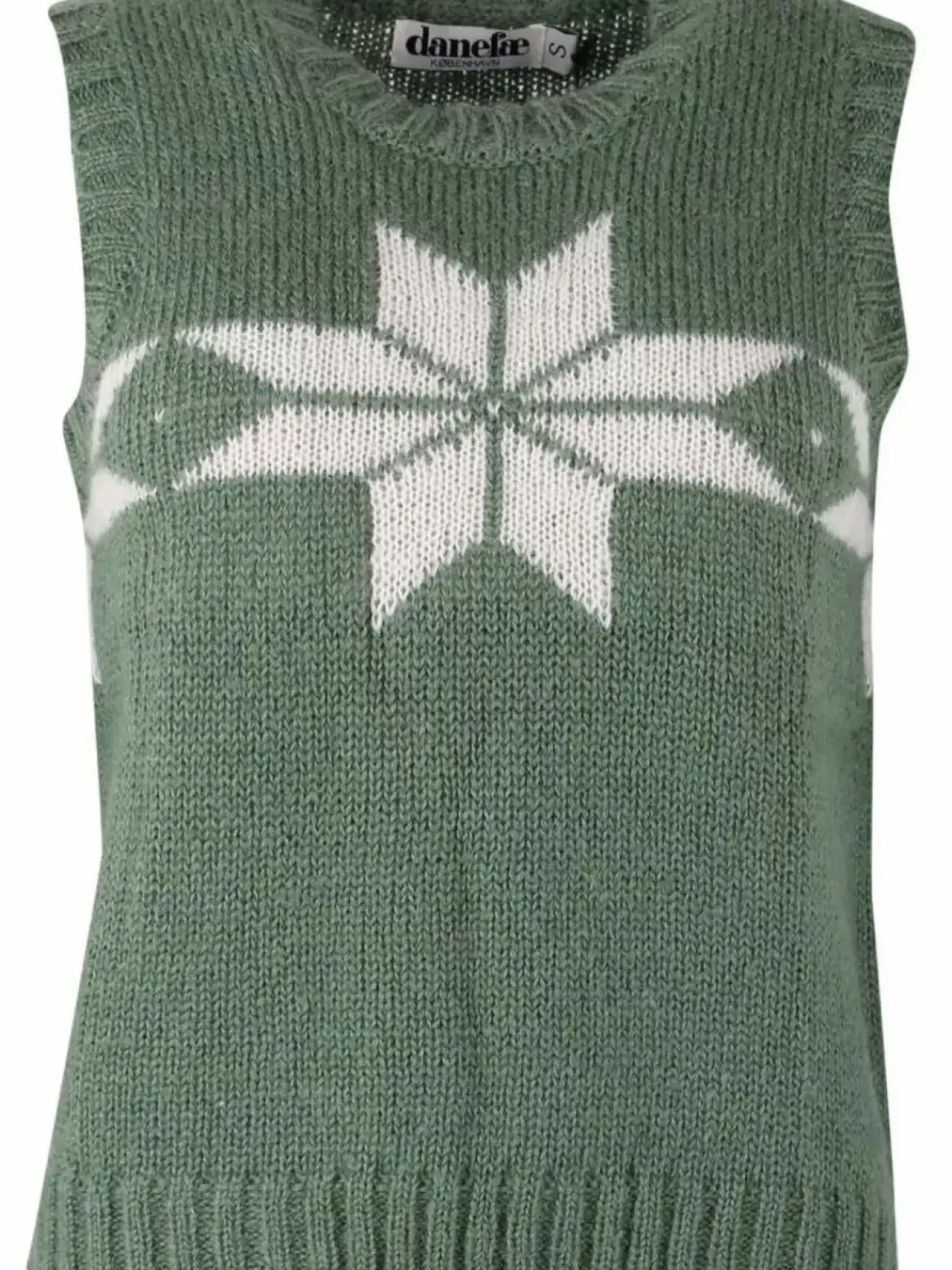 Danefæ Strickwaren>Daneklaksvik Flakes Vest Lt Khaki/Chalk