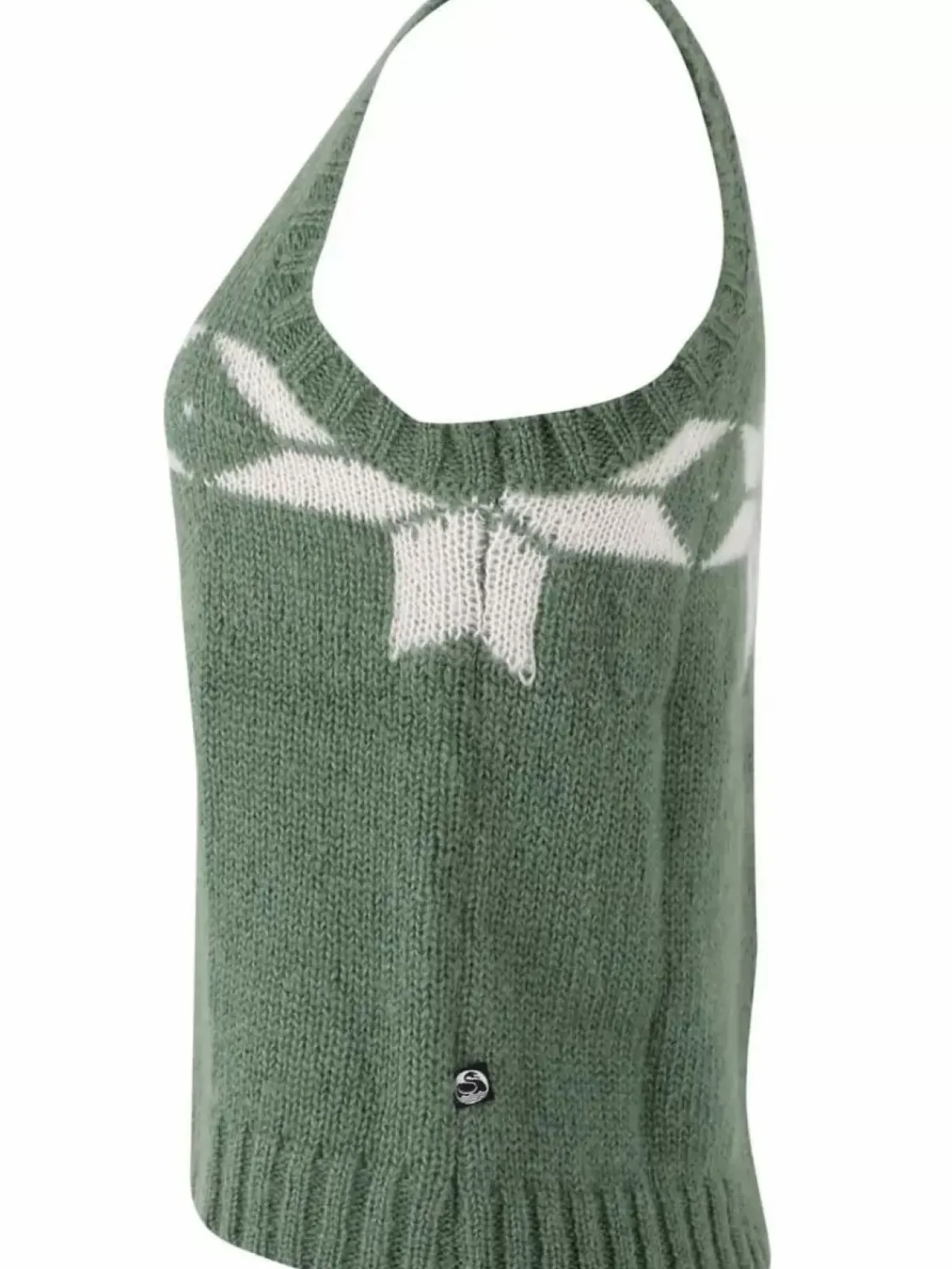 Danefæ Strickwaren>Daneklaksvik Flakes Vest Lt Khaki/Chalk