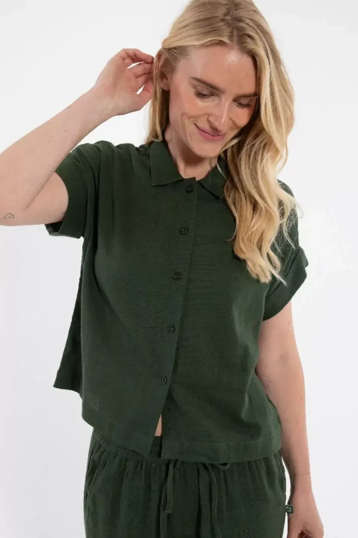Danefæ Blusen>Danelena Cloth Shirt Dk Army