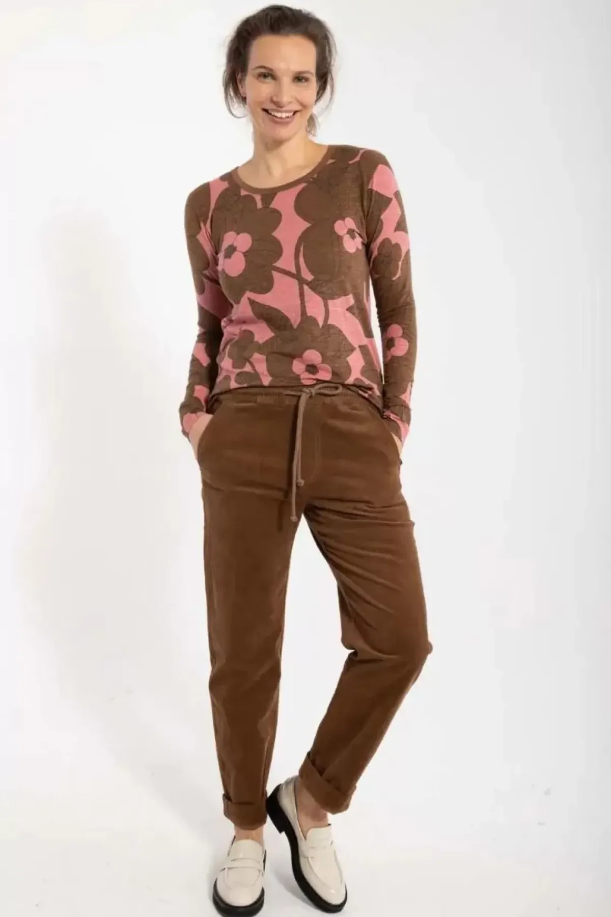 Danefæ Hosen>Daneliseleje Cord Stretch Pants Brown Beige